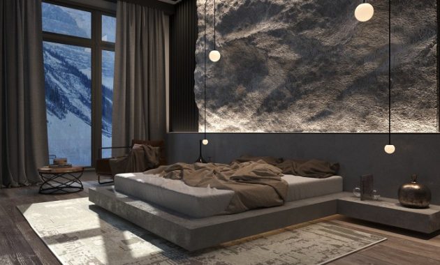 Bedroom Stone Wall Design Ideas