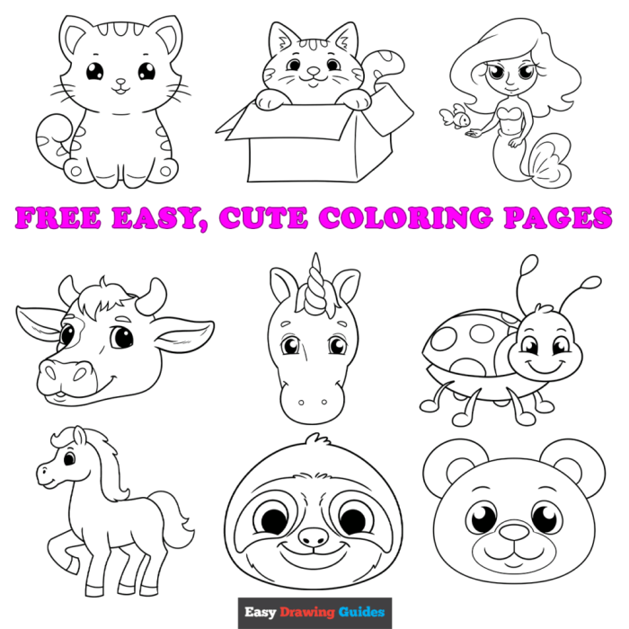 Cute coloring pages for kids easy