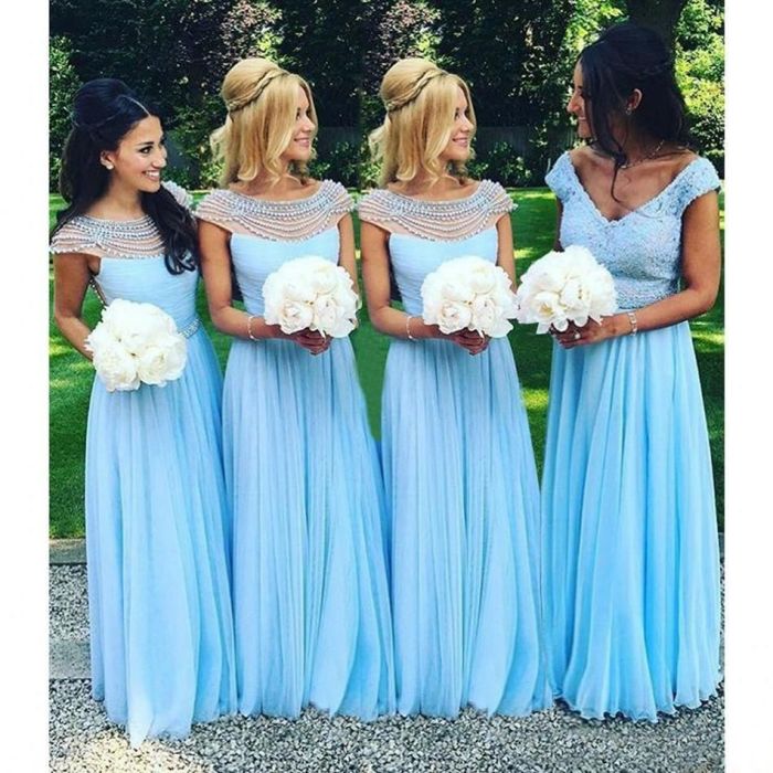 Wedding sky blue bridesmaid dresses