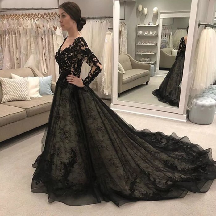 Women's black wedding dress