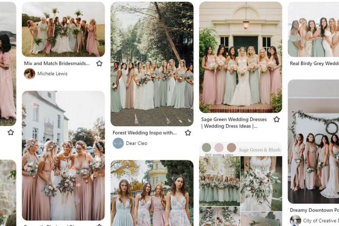 Pink and green wedding dresses