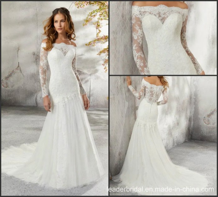 Beaded long sleeve wedding dress