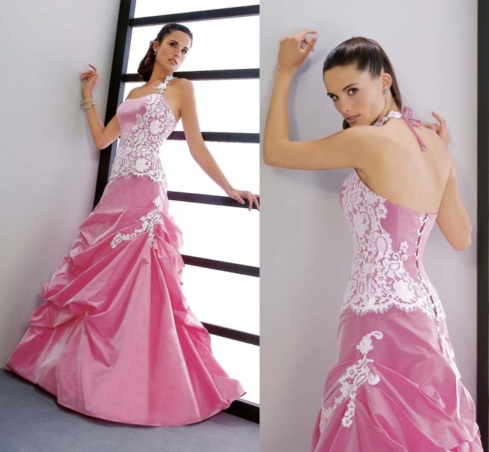 Wedding dresses pink and white