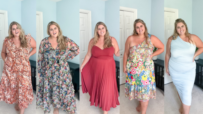 Outdoor wedding guest dress plus size