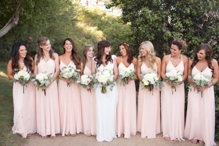 Pink and green wedding dresses