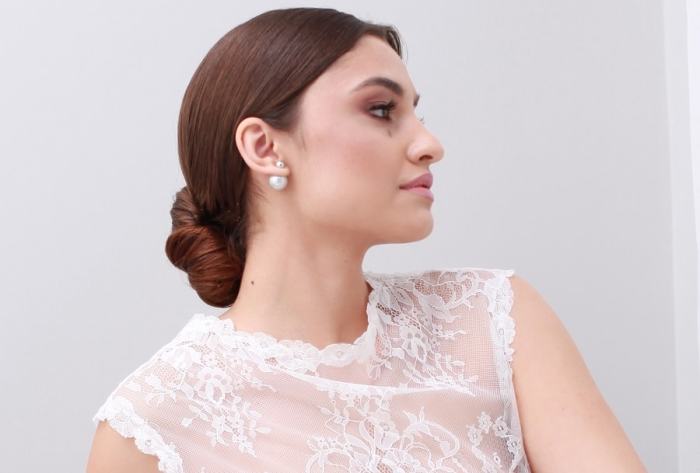 Wedding hair for high neck dress