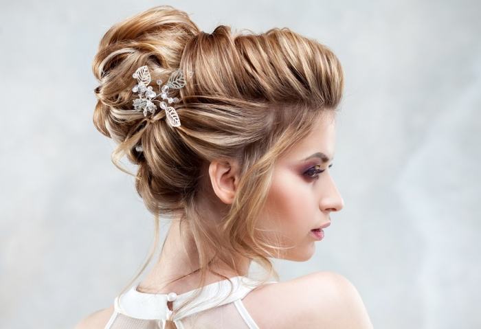 Wedding hair for high neck dress