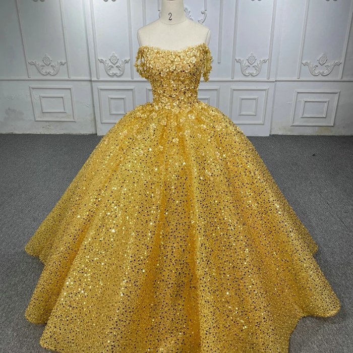 Yellow gold wedding dresses